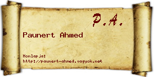 Paunert Ahmed névjegykártya